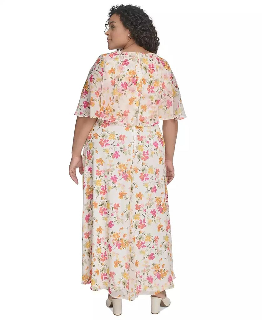 Calvin Klein Plus Size Floral-Print Flutter-Sleeve Maxi Dress 4