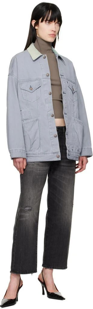 R13 Gray & Green Lacey Trucker Denim Jacket 4