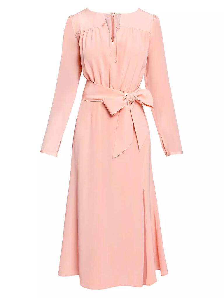 Santorelli Tie Neck A-Line Midi-Dress