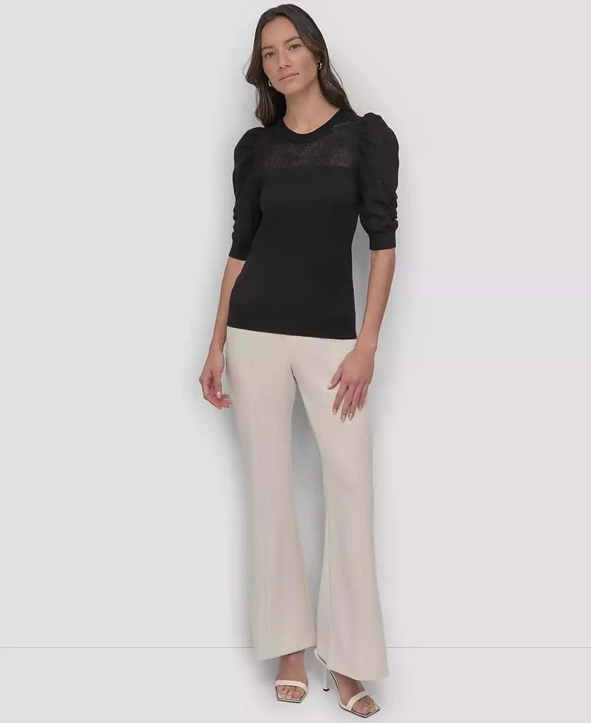 DKNY Women's Mesh Puff-Sleeve Sweater 4
