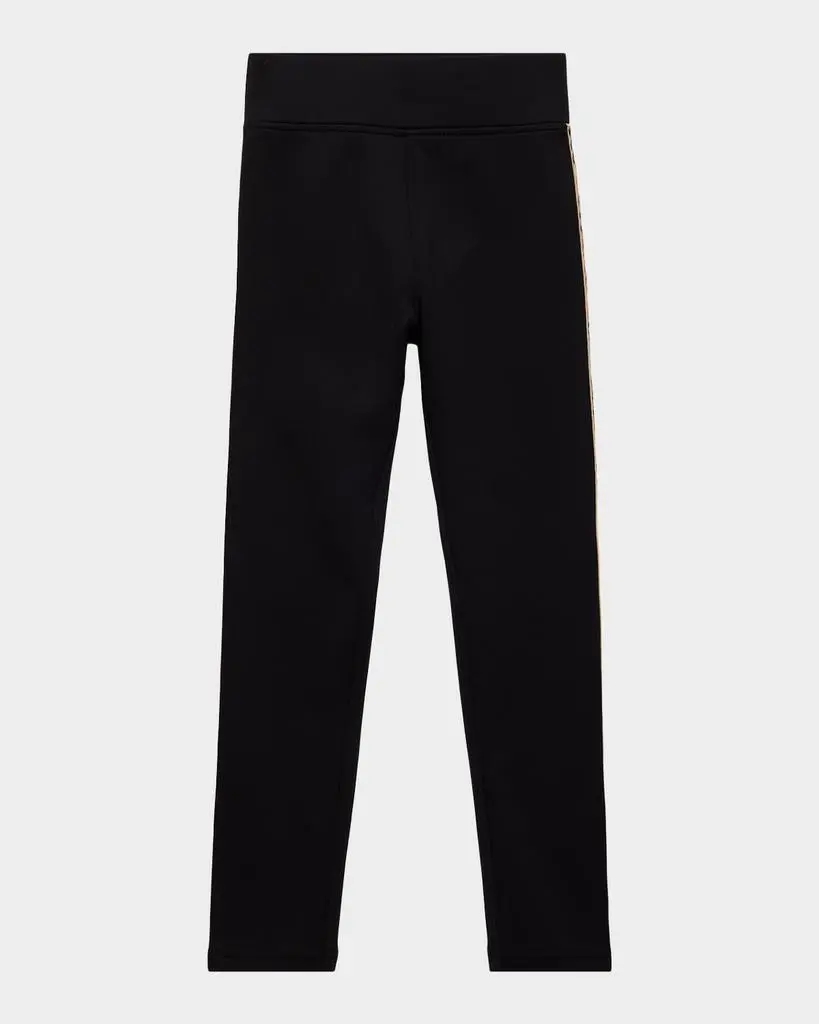 Burberry Girl's Devan Check-Trim Nylon Leggings, Size 4-14