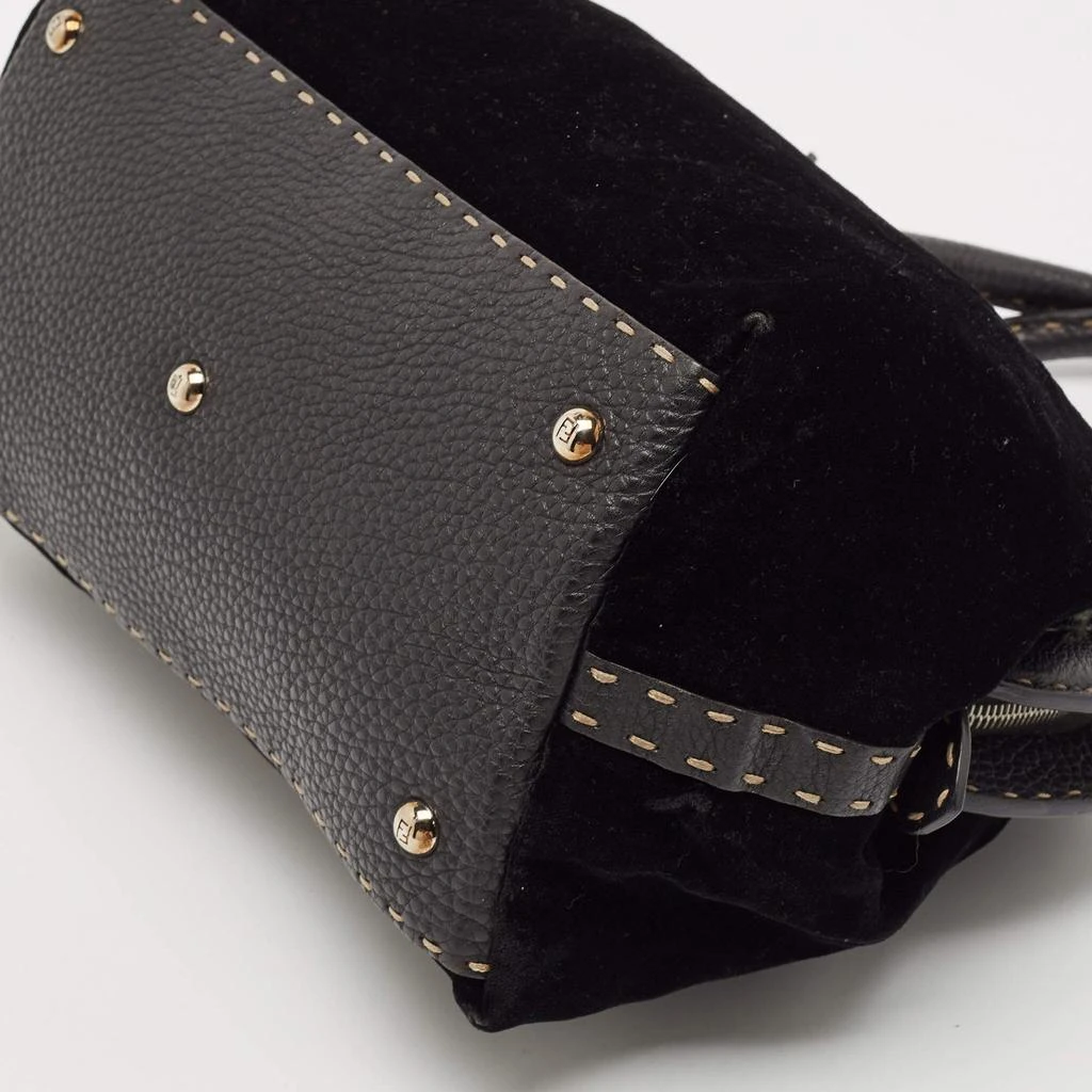 Fendi Fendi Black Selleria Leather and Velvet Adele Frame Bag 14
