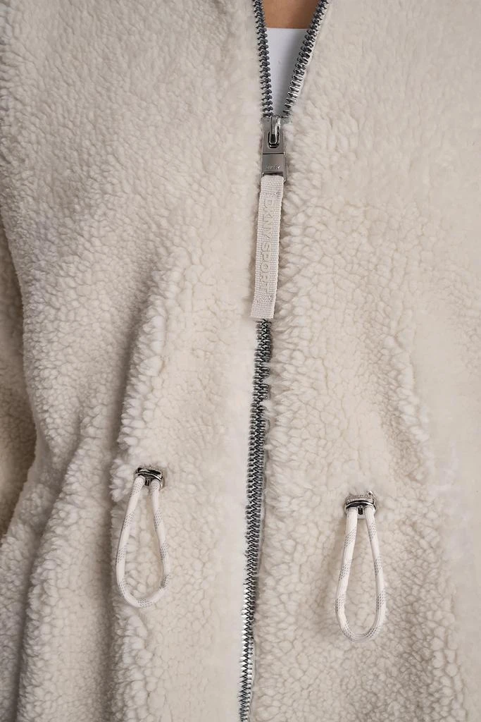 DKNY SHERPA MOCK NECK CURVED HEM JACKET WITH TICKING 4