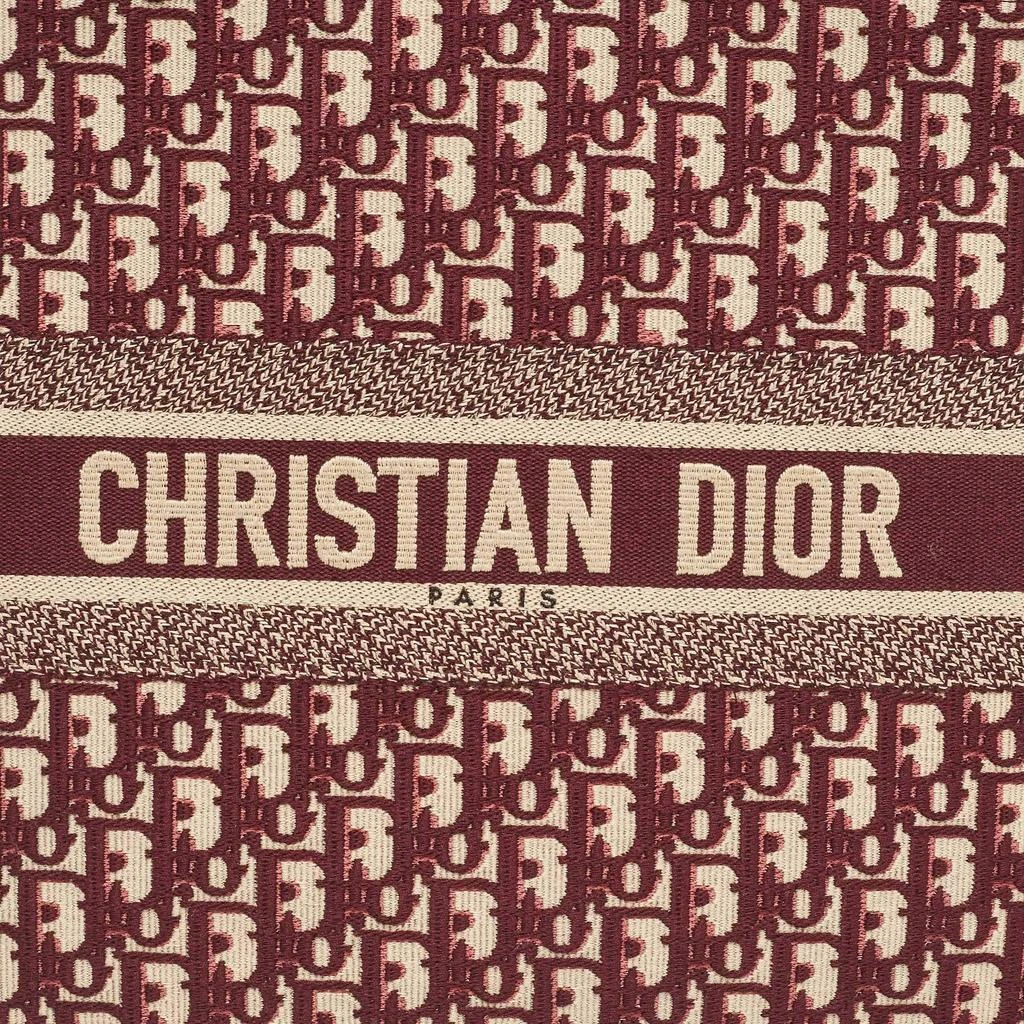Dior Dior Burgundy Oblique Embroidered Canvas Large Book Tote 5