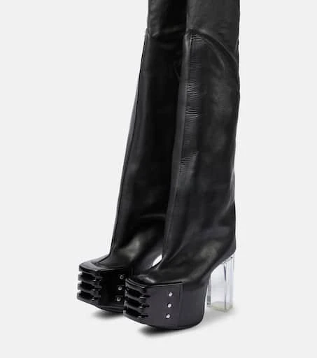 Rick Owens Platform leather over-the-knee boots 5