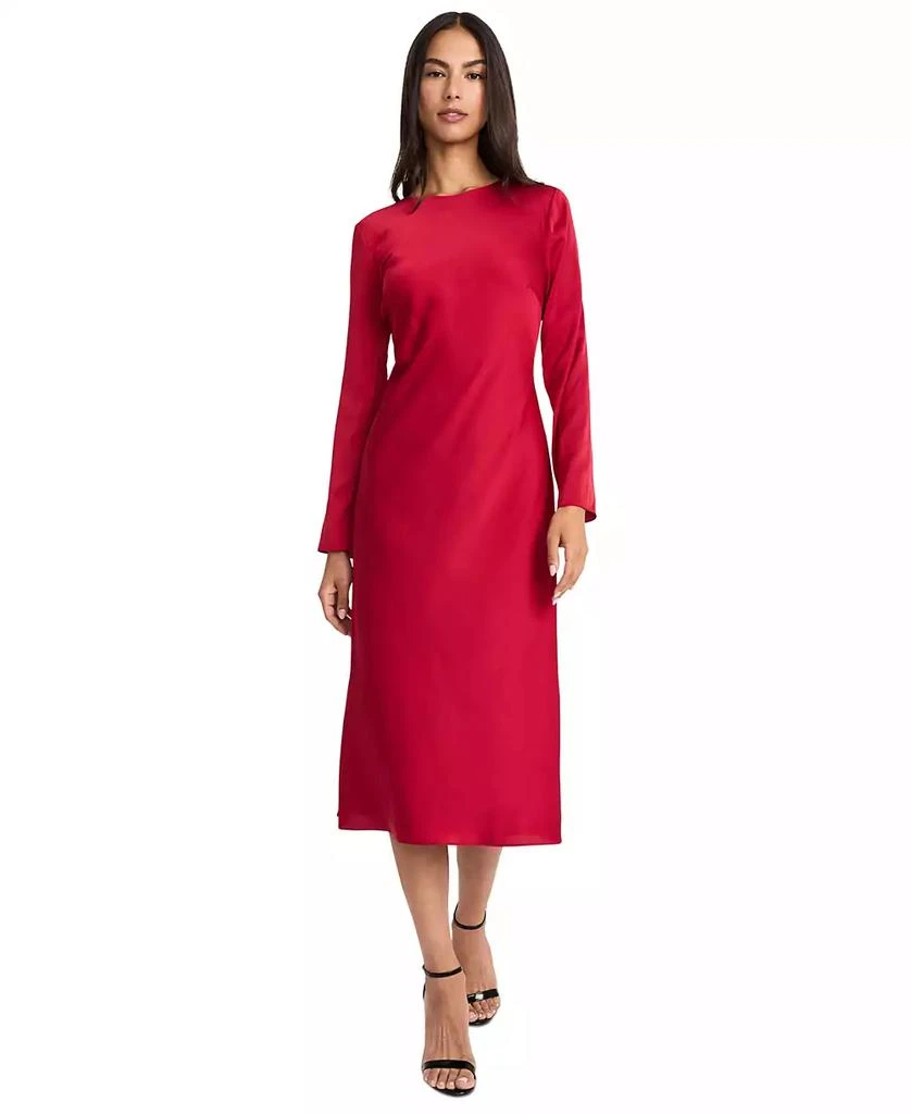 Donna Morgan Women's Long-Sleeve Back-Slit Midi Dress 1