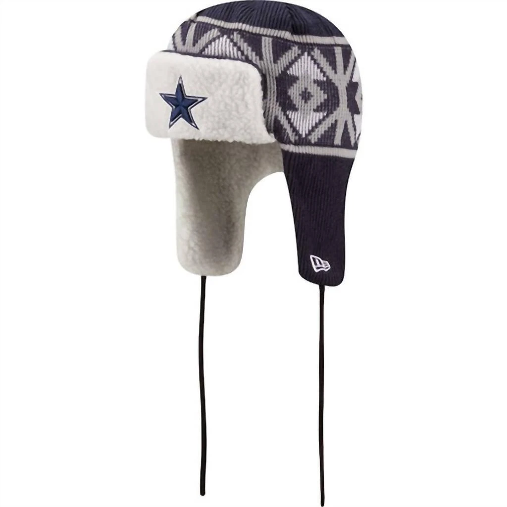 New Era Men's Dallas Cowboys  Knit Trapper Hat In Navy 1