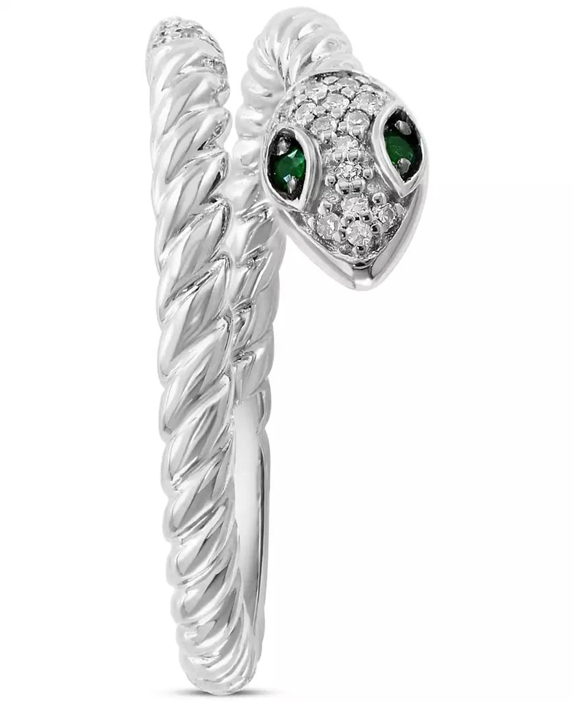 Effy EFFY® Diamond (1/10 ct. t.w.) & Tsavorite Accent Snake Ring in Sterling Silver 3