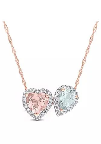 Belk
Co. 1.75 ct. t.g.w. Morganite and Aquamarine and 1/5 ct. t.w. Diamond Pendant with Chain in 14K Rose Gold