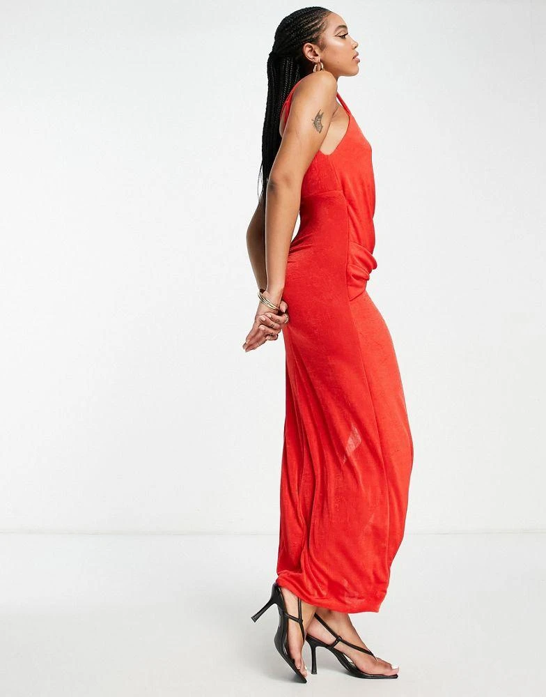 ASOS DESIGN ASOS DESIGN drape wrap maxi dress in red 4