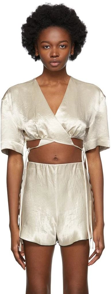 Yuzefi SSENSE Exclusive Beige Wrap Top T-Shirt 1