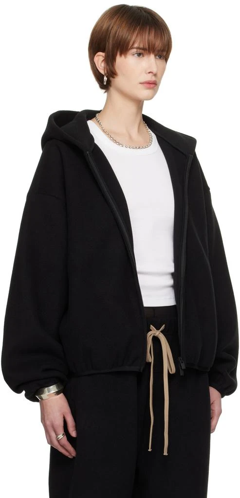 Essentials Black Brushed Hooded Bomber Jacket 2