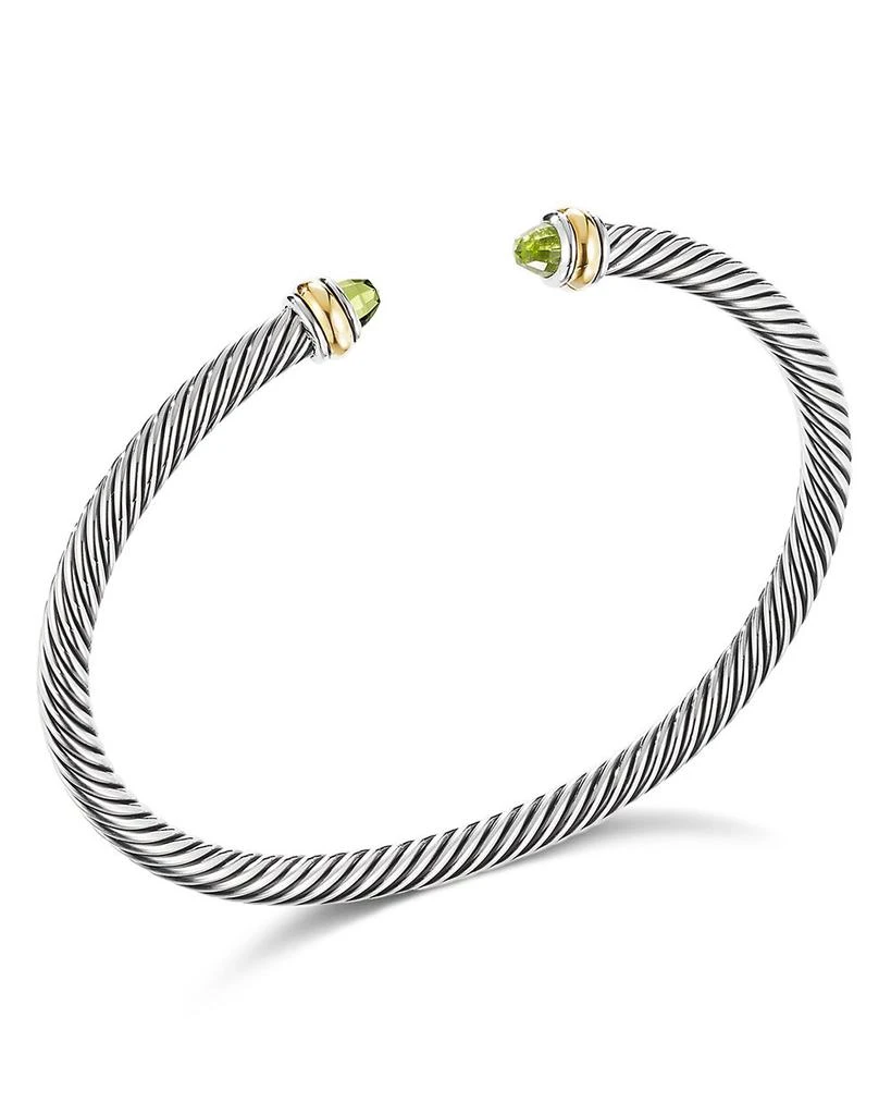 David Yurman Classic Cable Bracelet in Sterling Silver with 18K Yellow Gold and Peridot, 4mm 2