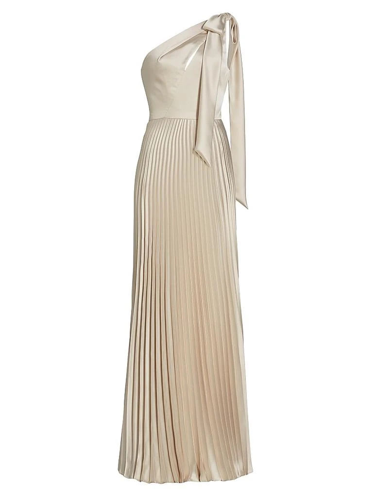 Amsale Satin One-Shoulder Pleated Gown 1