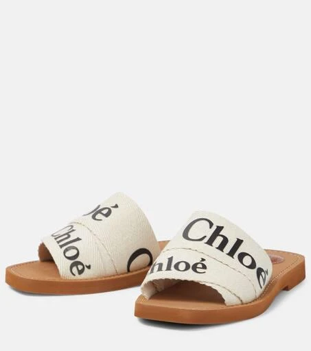 Chloé Woody canvas slides 5