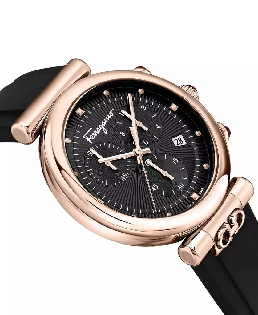 Salvatore Ferragamo Women's Swiss Chronograph Ora Black Silicone Strap Watch 40mm 3