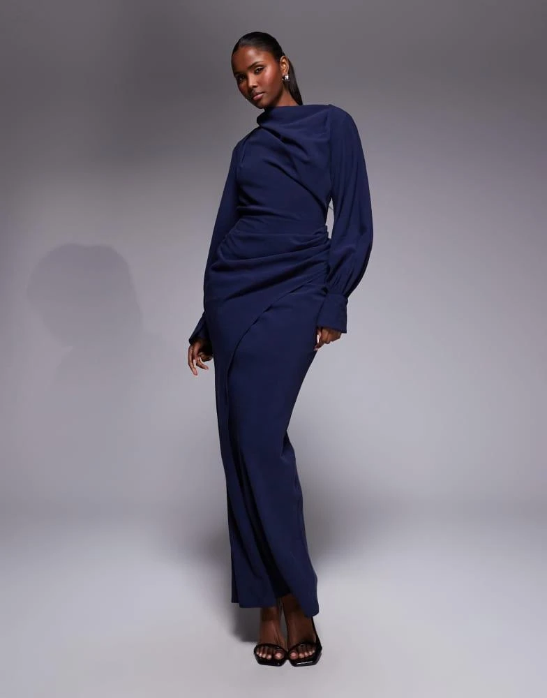 Navy Blue Asos Navy Dress Maxi ASOS DESIGN Satin Drape Neckline Midi Dress With Long Tie Navy Blue Asos Navy Dress Maxi ASOS DESIGN Satin Drape Neckline Midi Dress With Long Tie
