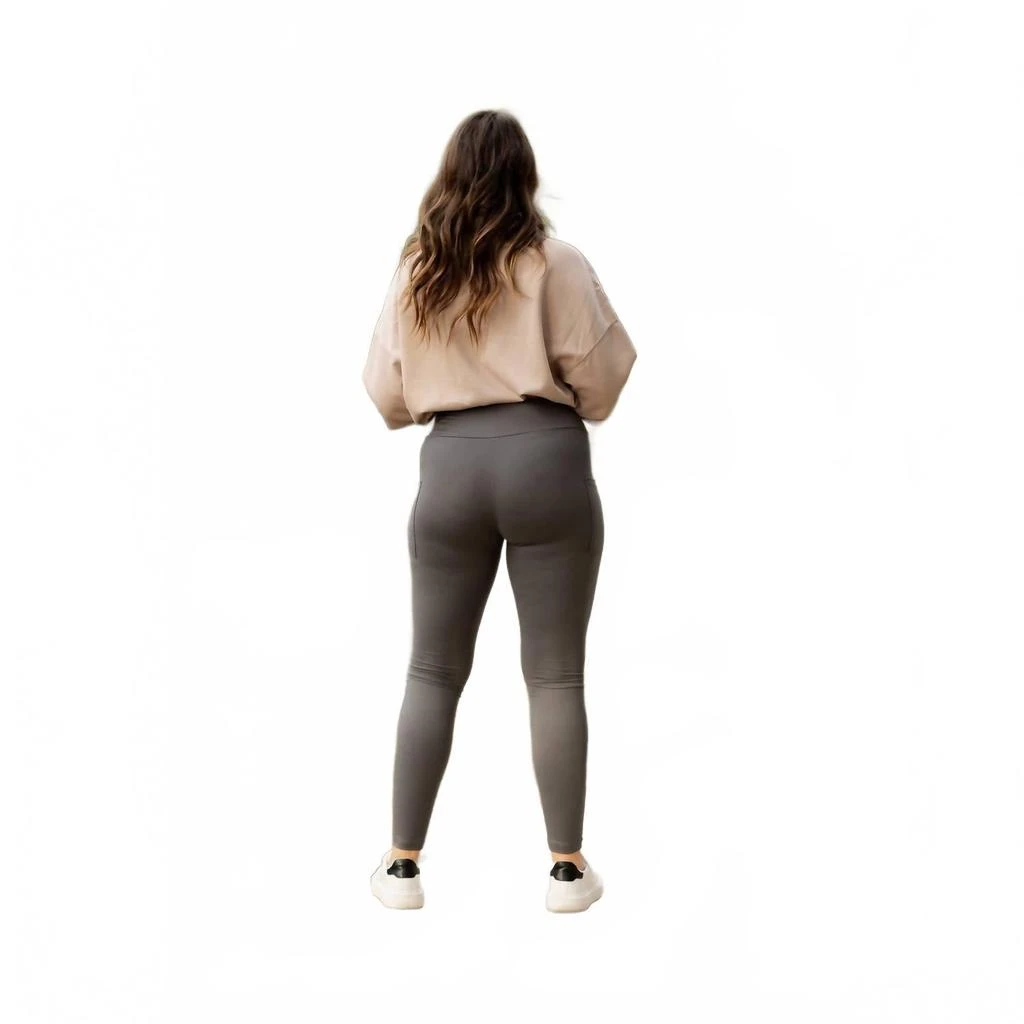 Juli Caitlin Crossover Full Length With Pockets Leggings In Charcoal 2