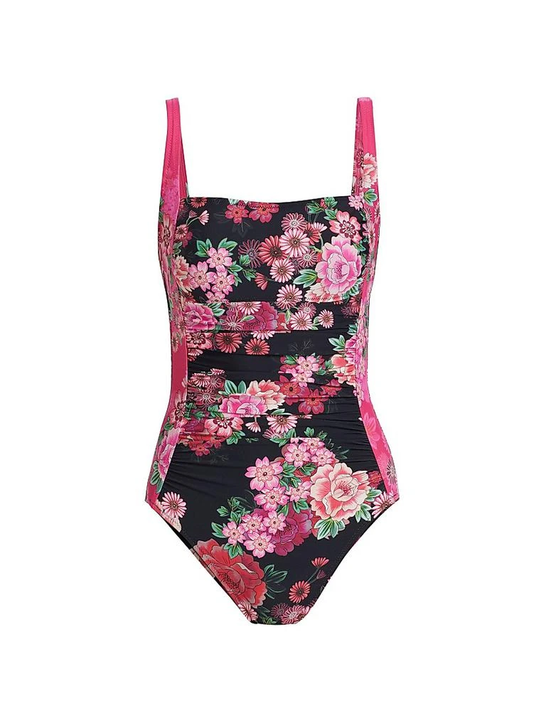 Johnny Was Plus Blum Ruched One-Piece Swimsuit 1