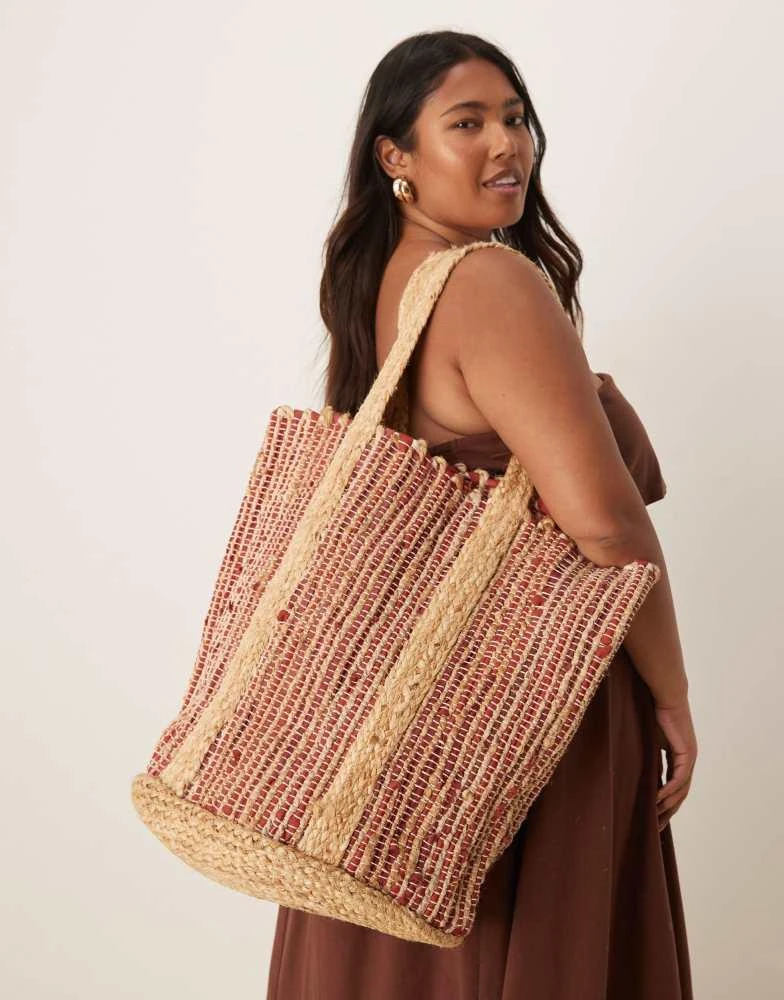 ASOS ASOS DESIGN premium striped straw jute tote bag in multi 1