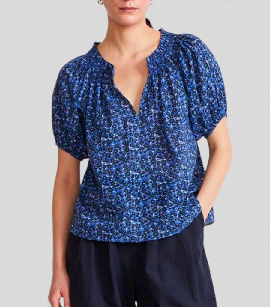 Apiece Apart Esparta Short Sleeve Top In Spagliato Floral Blue 1