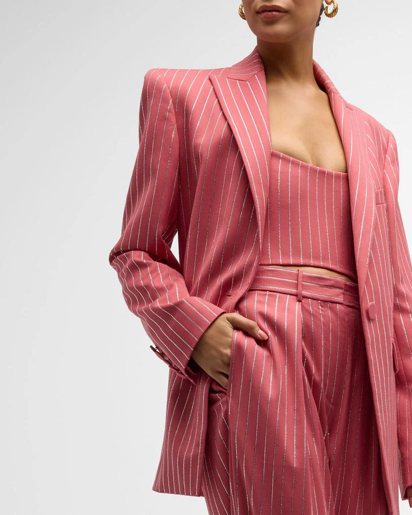 Shop Crystal Pinstripe Single-Breasted Oversized Blazer on Sale at