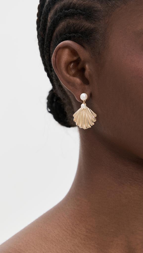 Ettika Jewelry Scallop Shell and Pearl Earrings