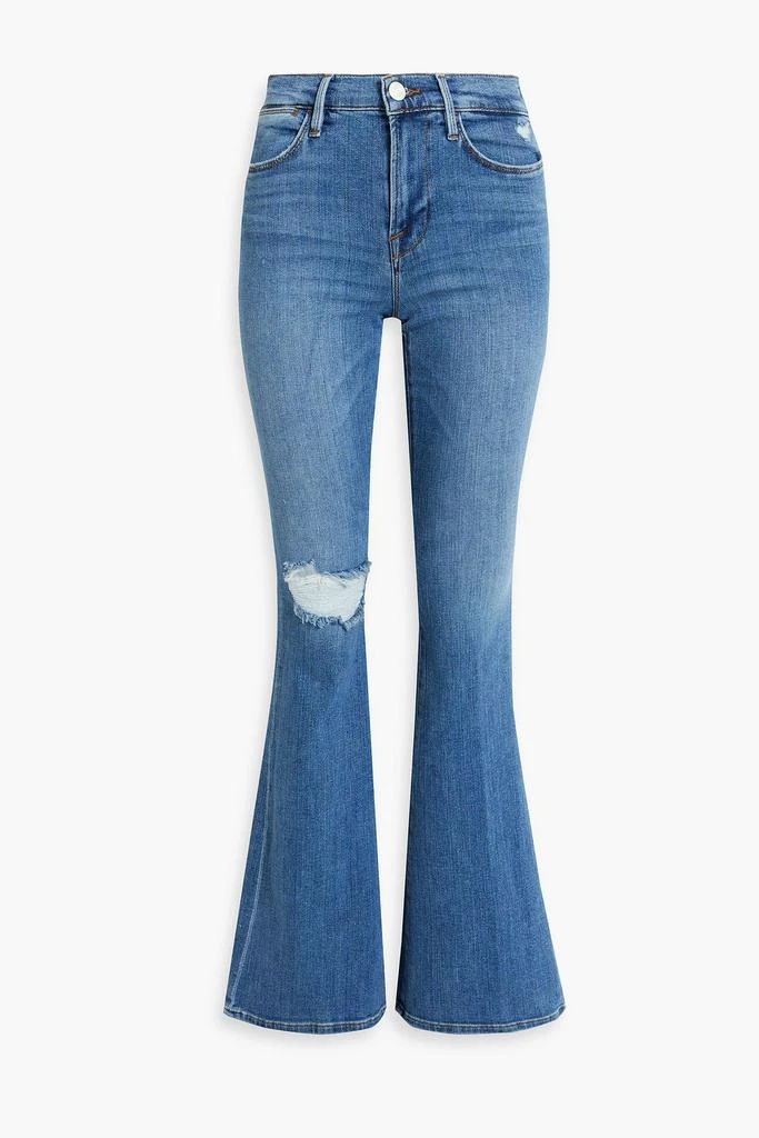 FRAME Le High Flare distressed high-rise flared jeans