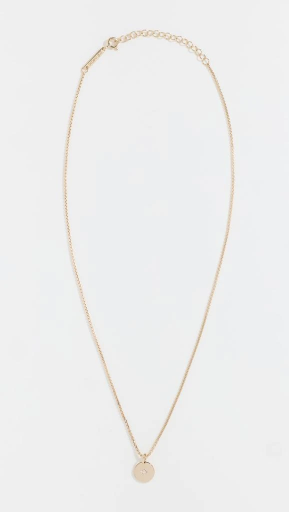 Zoe Chicco 14k Gold Small Disc with Star Set Diamond on XS Box Chain Necklace 3