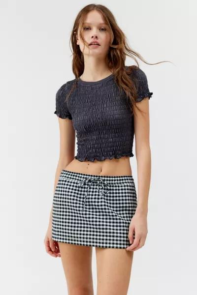 Urban Renewal Urban Renewal Remnants Gingham Drawstring Mini Skirt