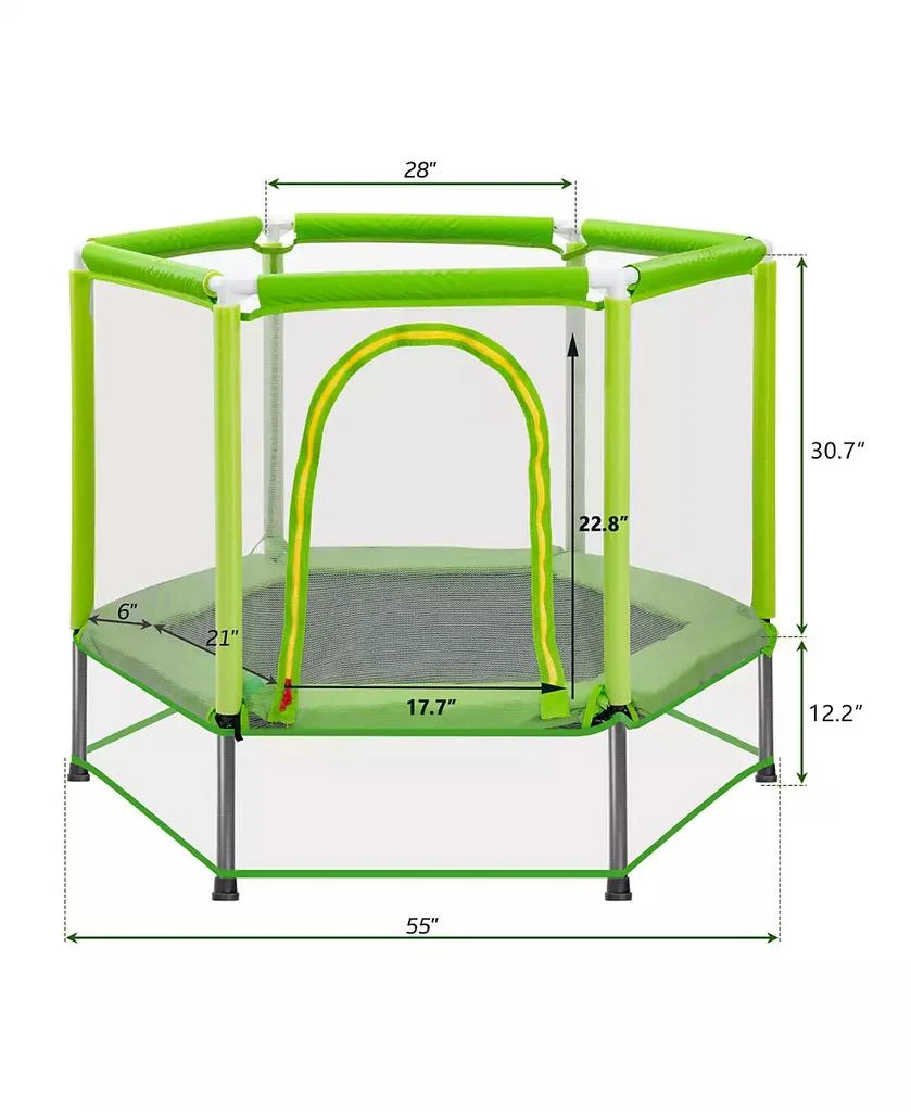 Lovmor 55'' Toddlers Trampoline with Safety Enclosure Net and Balls, Indoor Outdoor Mini Trampoline for Kids 3