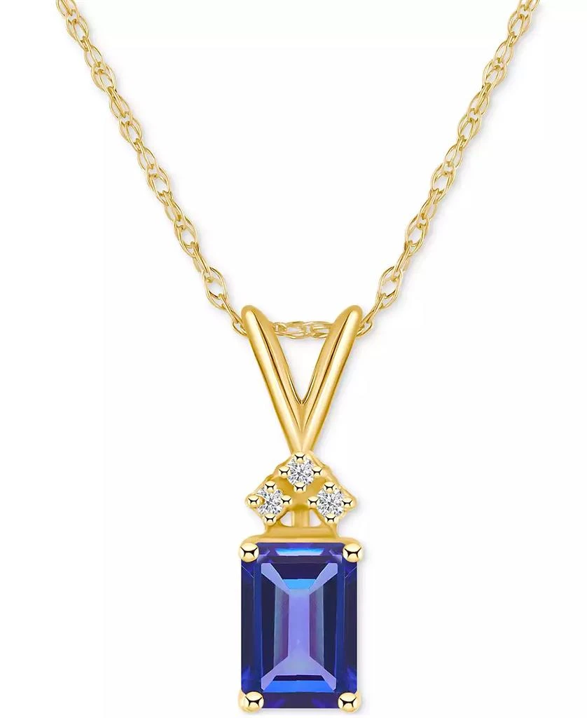 Macy's Tanzanite (1 ct. t.w.) & Diamond Accent 18" Pendant Necklace in 14k Gold 1