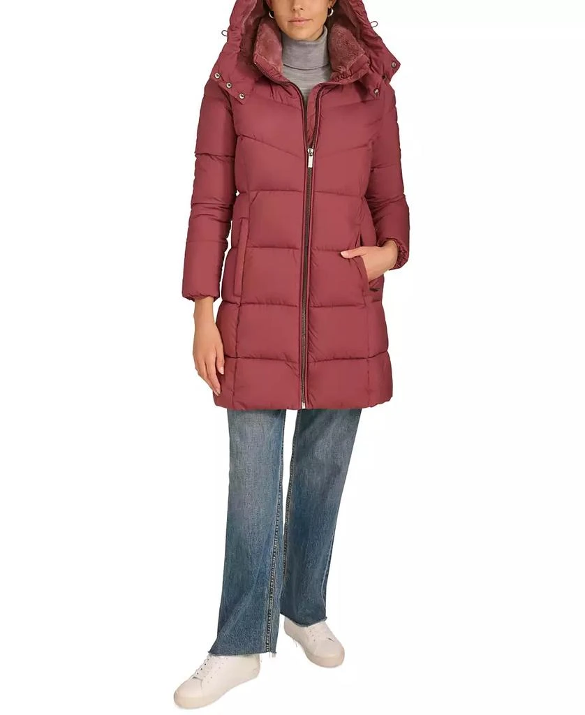 Calvin Klein Women's Hooded Faux-Fur-Lined Midi Puffer Coat 7
