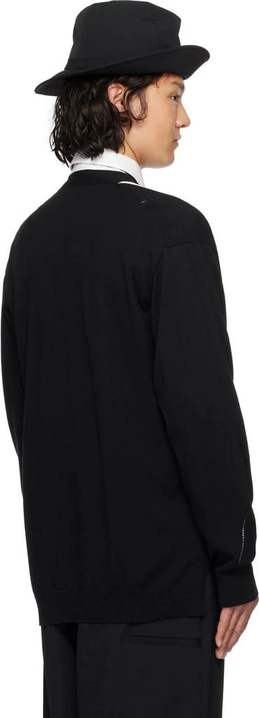 YOHJI YAMAMOTO Black 12G2P Diagonal Shoulder Slit V Cardigan 3