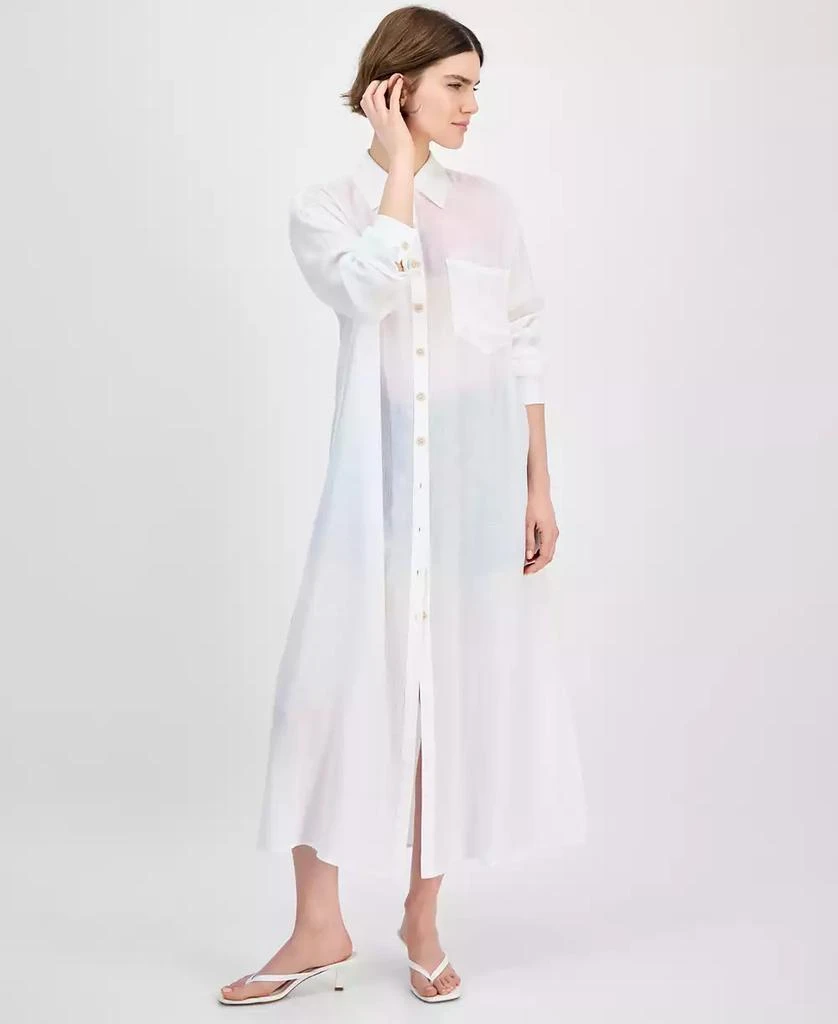 Bar III Women's Oversized Button-Front Long-Sleeve Shirt, Exclusively at Macy's 1