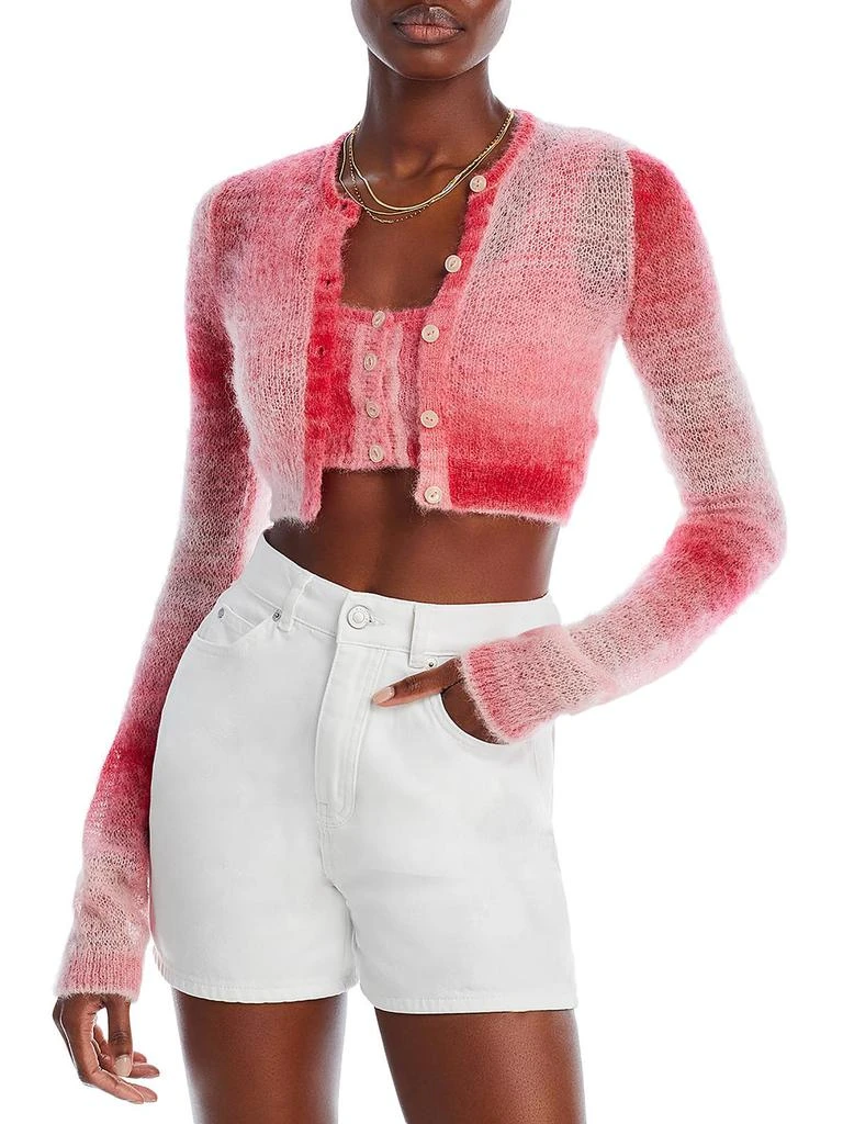 REDONE Womens Crop Alpaca Cardigan Sweater 1