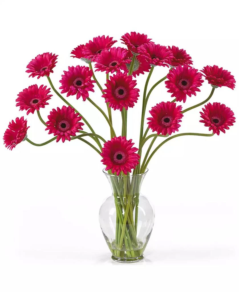 NEARLY NATURAL Gerber Daisy Liquid Illusion Silk Flower Arrangement 1