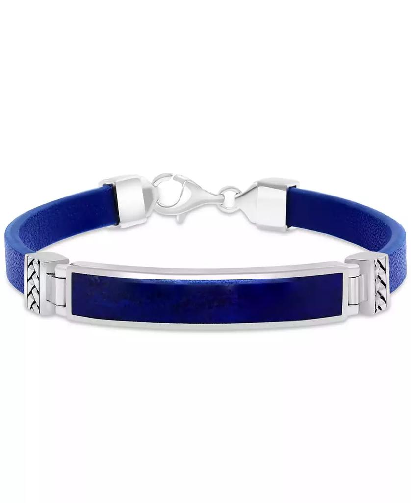 Effy EFFY® Men's Lapis & Blue Leather Bracelet in Sterling Silver (Also in Onyx & Malachite)