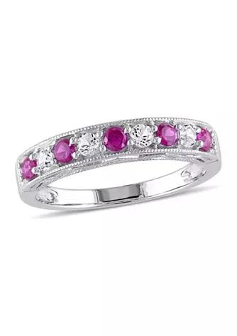 Belk 
Co. Created Ruby and Created White Sapphire Anniversary Band in Sterling Silver