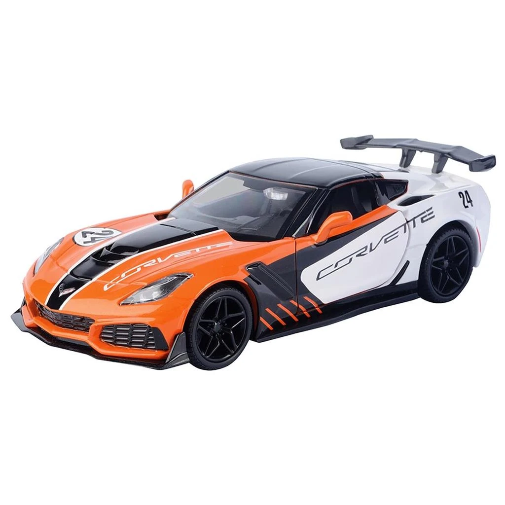 Motormax 2019 Chevrolet Corvette ZR1 No.24 Orange & White with Black Graphics GT Racing Series 1-24 Diecast Model Car 1
