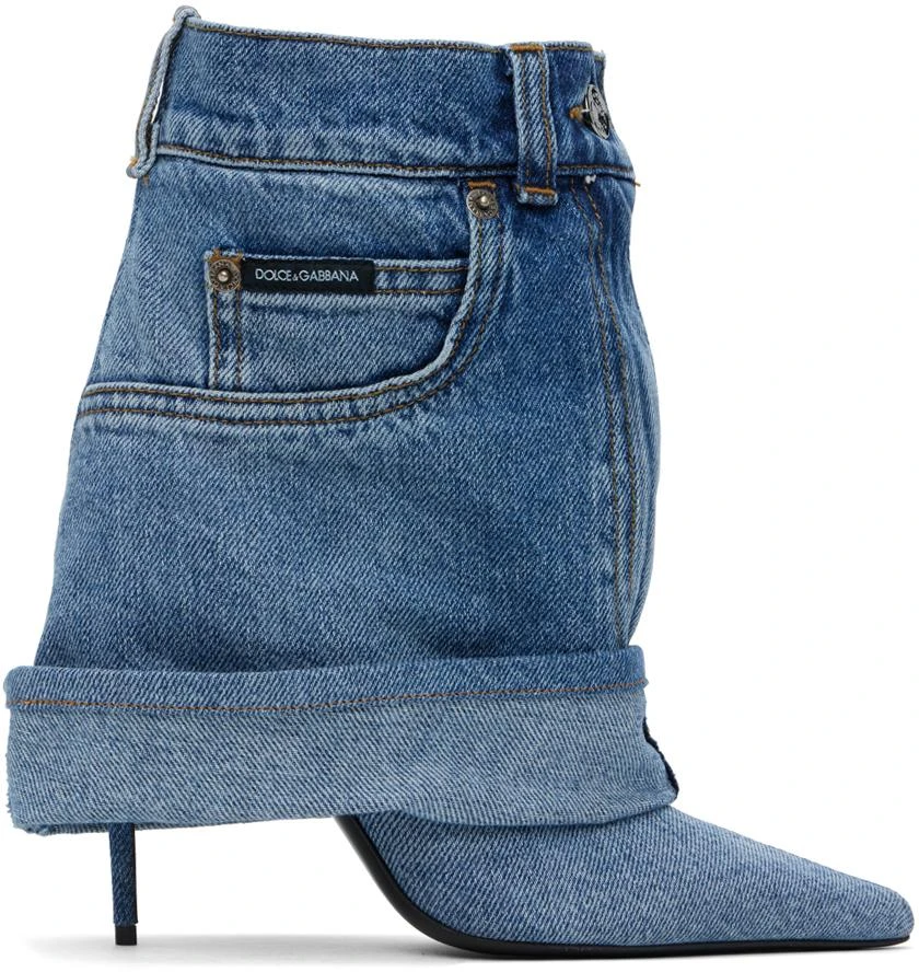 Dolce & Gabbana Blue Patchwork Denim Boots 1