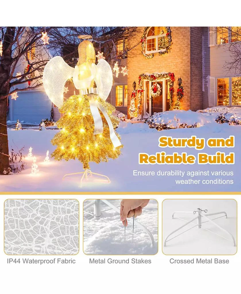 Costway 3 PCS Lighted Penguin Family with 194 LED Lights Zip Ties & Ground Stakes 8