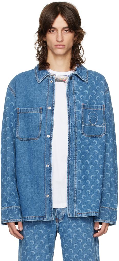 MARINE SERRE Moon Zip Denim Jacket