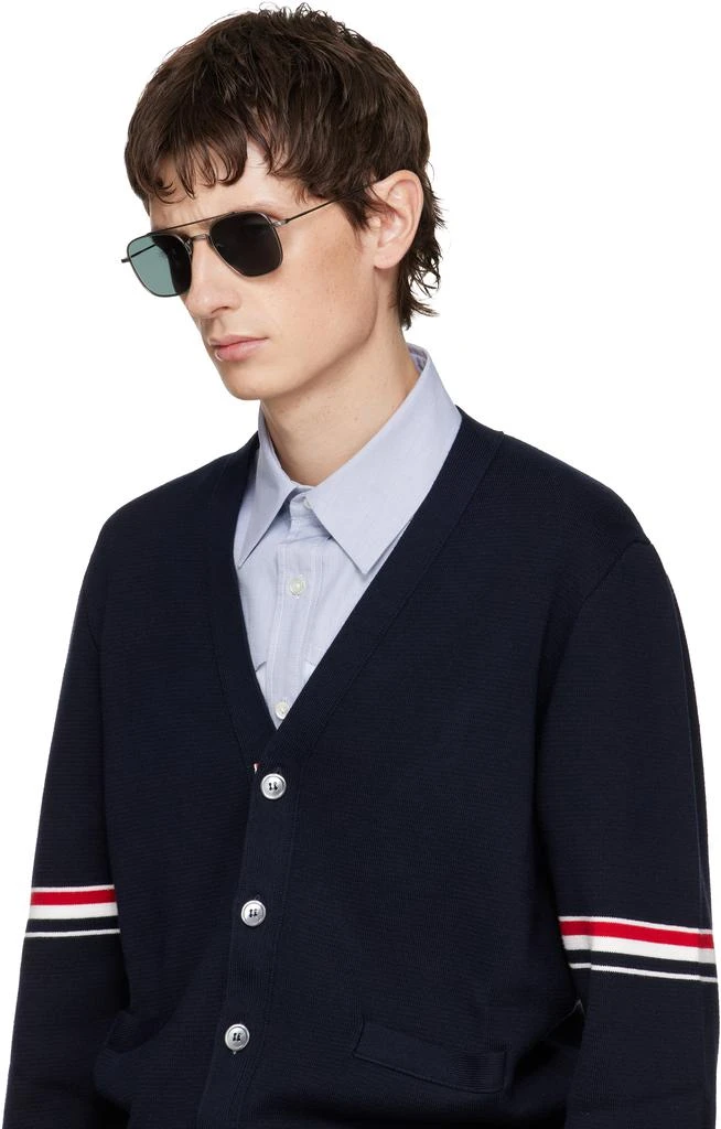 Thom Browne Silver Titanium Squared Aviator Sunglasses 4