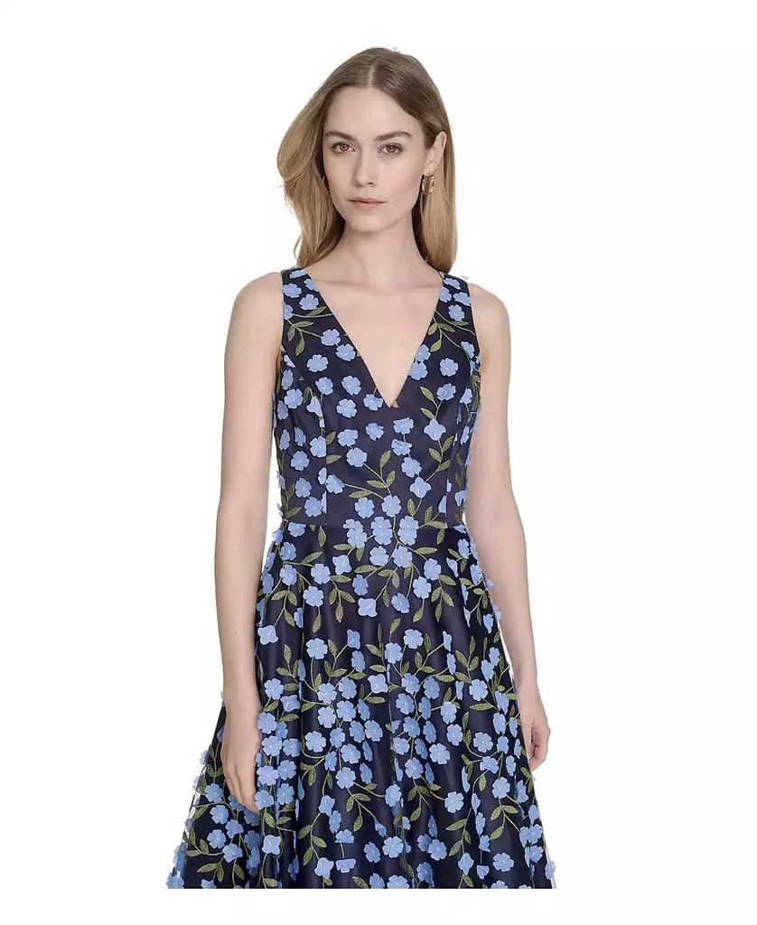 Eliza J Women's Floral-Print Mesh V-Neck Midi Dress 10