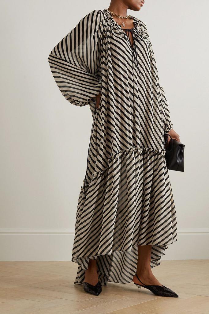 PETAR PETROV Hydra ruffle-trimmed striped crepon maxi dress