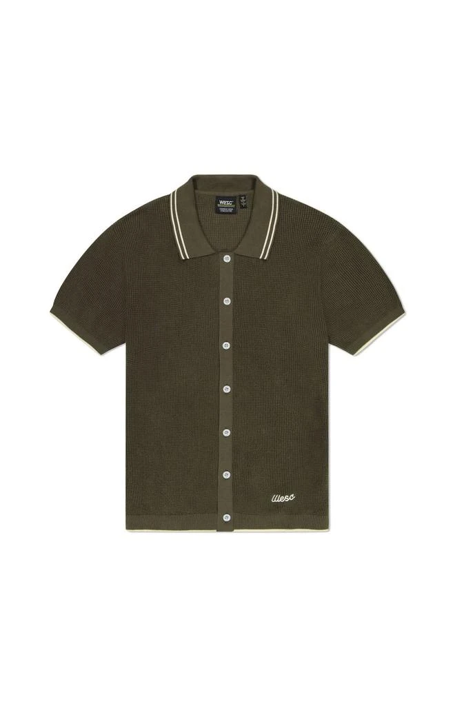 WeSC America Inc Olive Polo Collar Cardigan Shirt 1