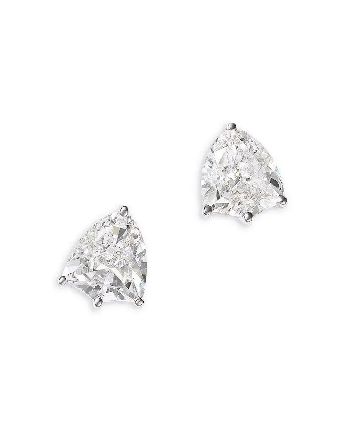 Bloomingdale's Fine Collection Luxe Collection Certified Lab Grown Diamond Shield Solitaire Stud Earrings in 14K White Gold, 2.0 tcw