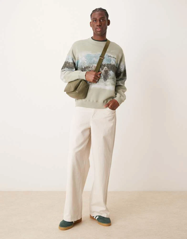 Abercrombie & Fitch Abercrombie & Fitch National Parks Yellowstone print sweatshirt in light green 2