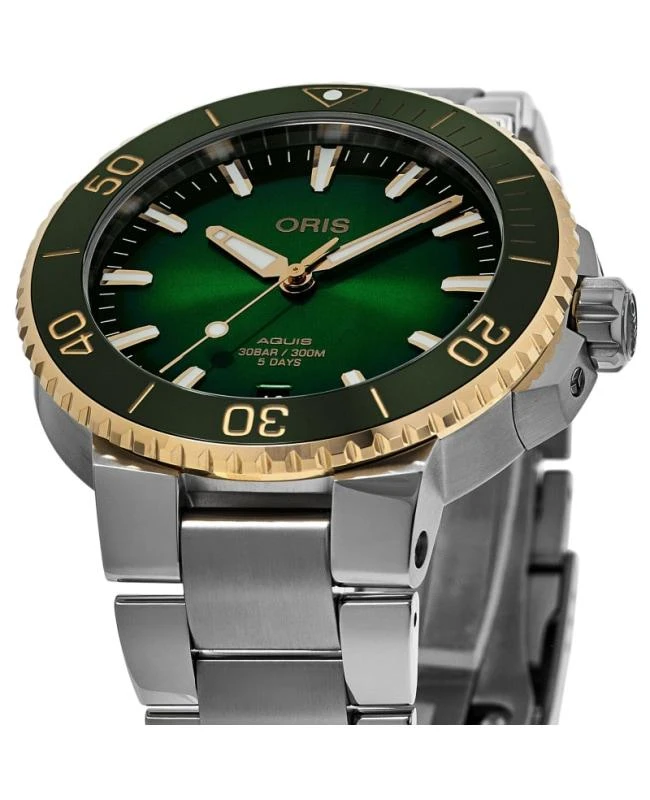 Oris Oris Aquis Date Green Dial Yellow Gold 
Steel Men
s Watch 01 400 7769 6357-07 8 22 09PEB 2